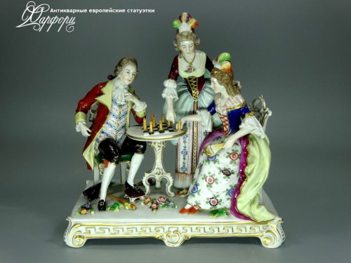 Купить фарфоровые статуэтки Frankenthal, Игра в шахматы, Германия